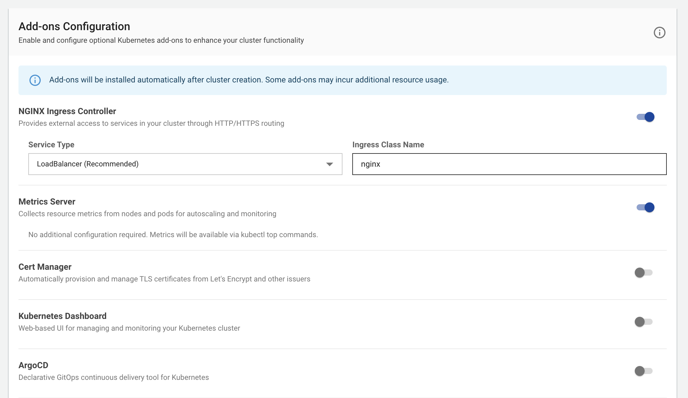 Add-ons Configuration