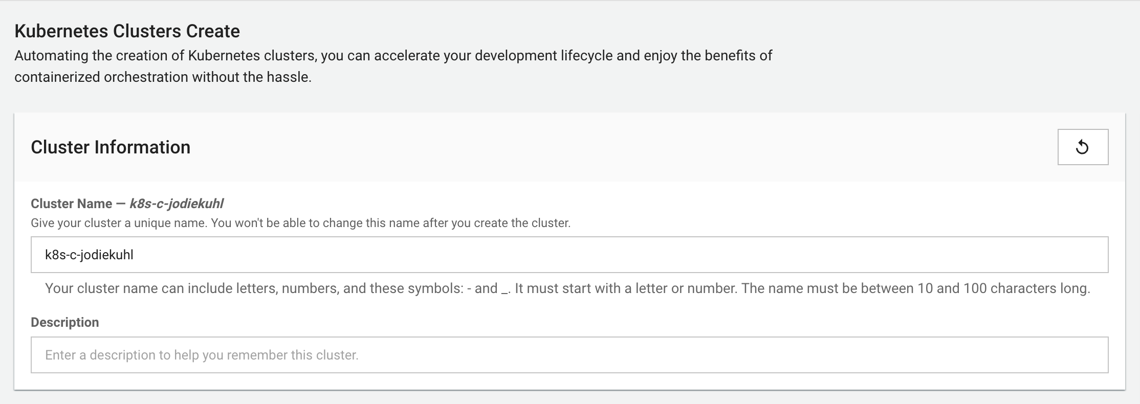 Cluster Information Form