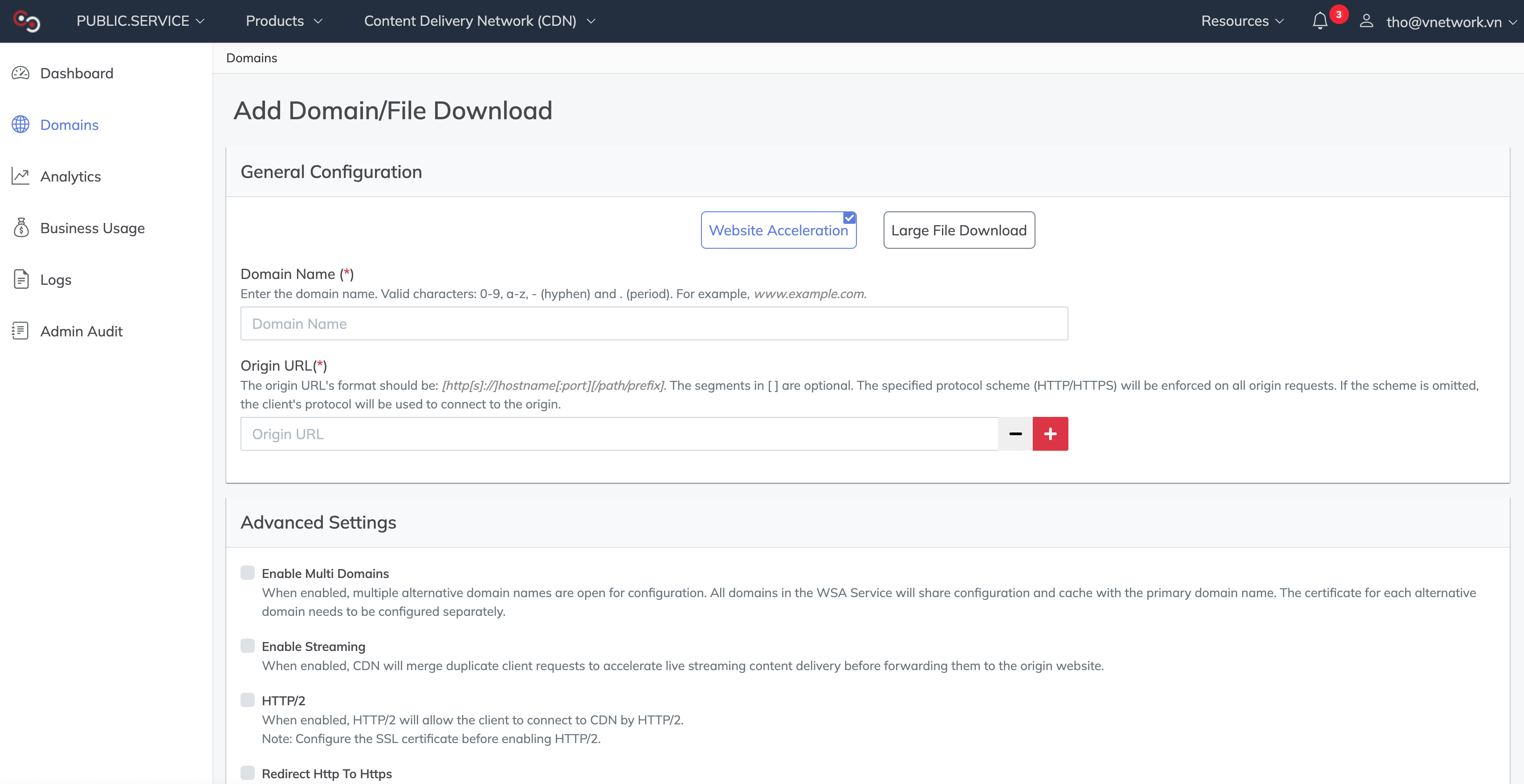Domain Configuration
