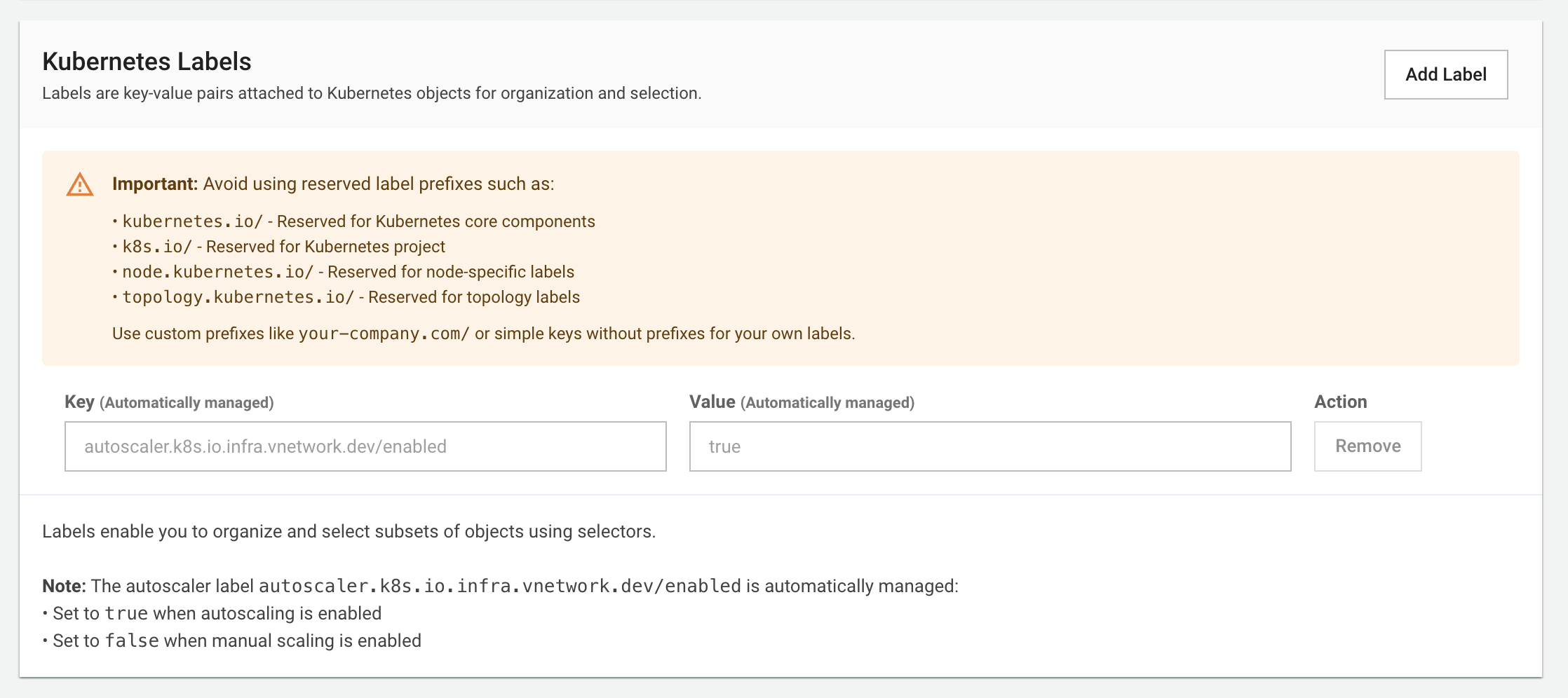 Kubernetes Labels Configuration