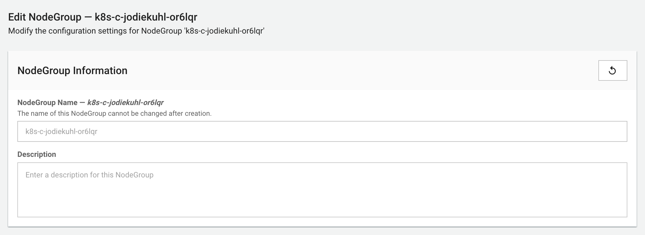 NodeGroup Edit Configuration