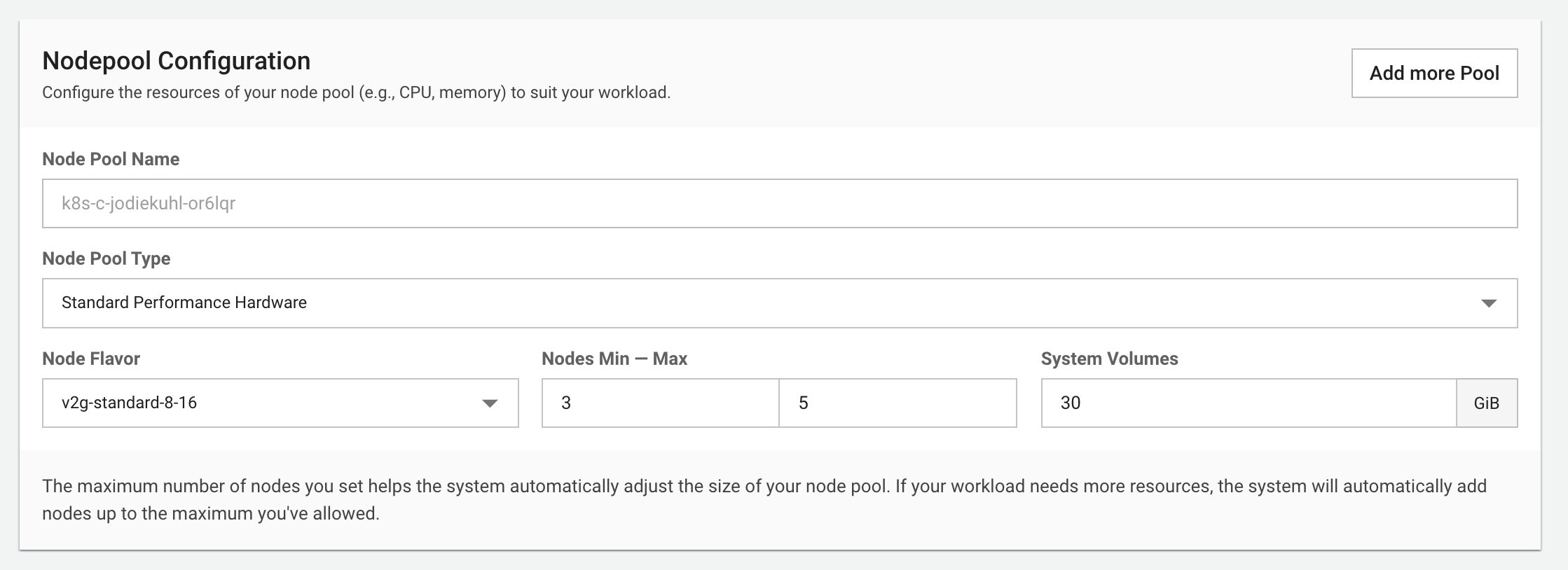Nodepool Configuration