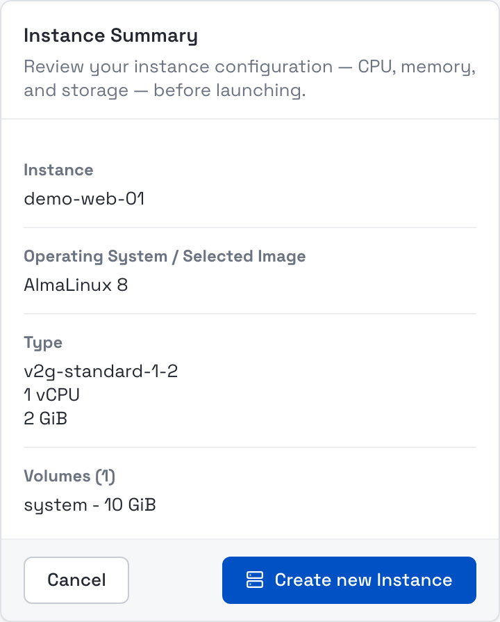 Configuration summary