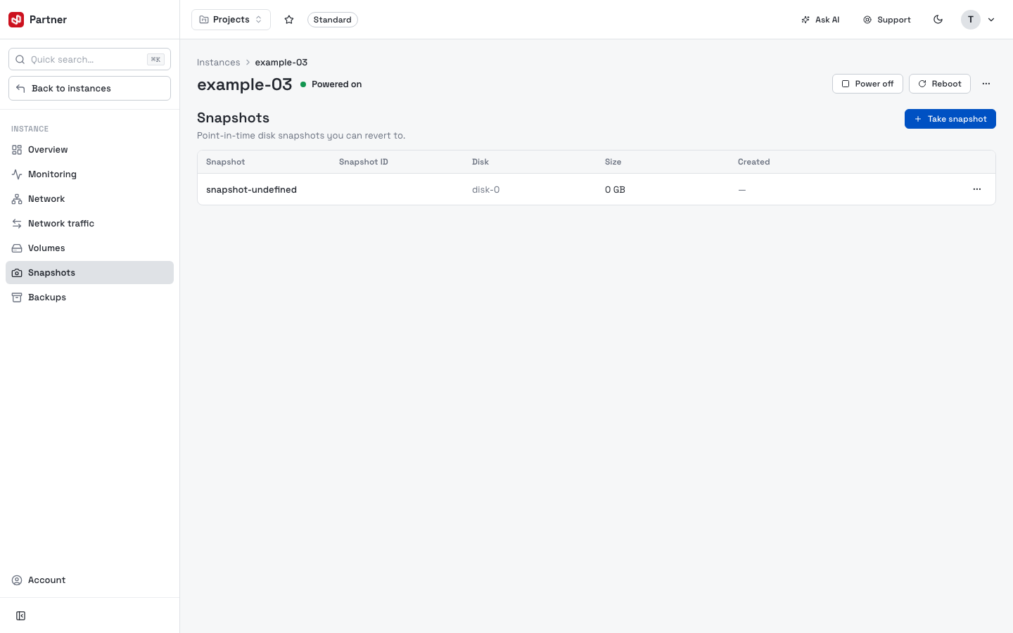 Instance snapshots