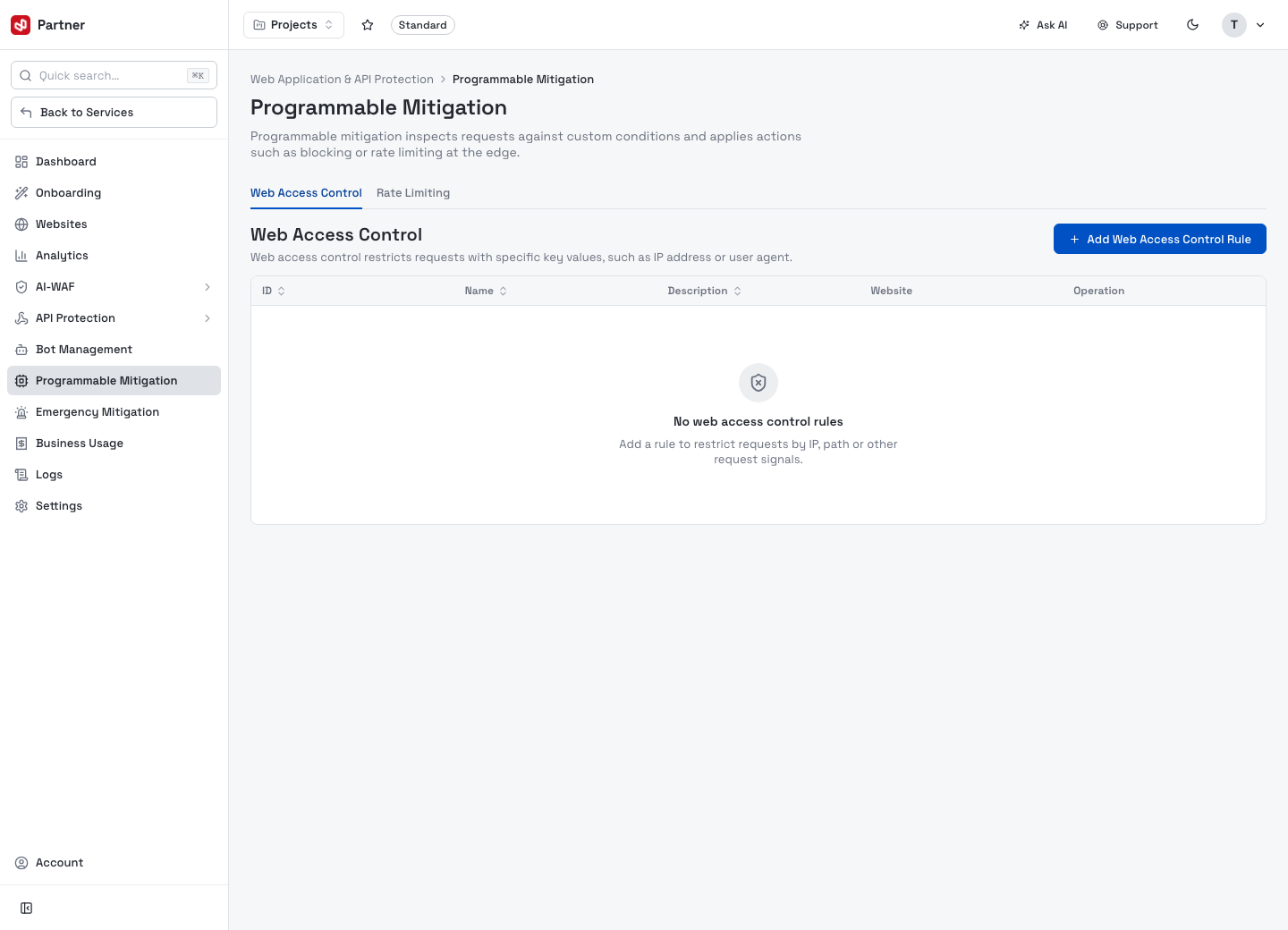 Programmable Mitigation — Web Access Control