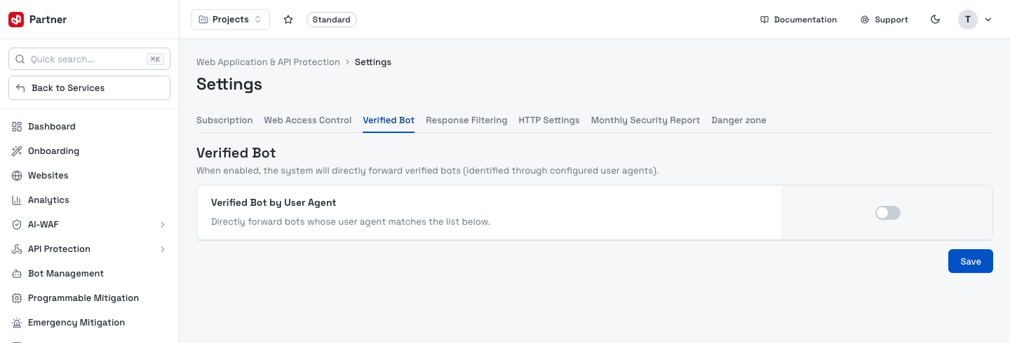 Settings — Verified Bot