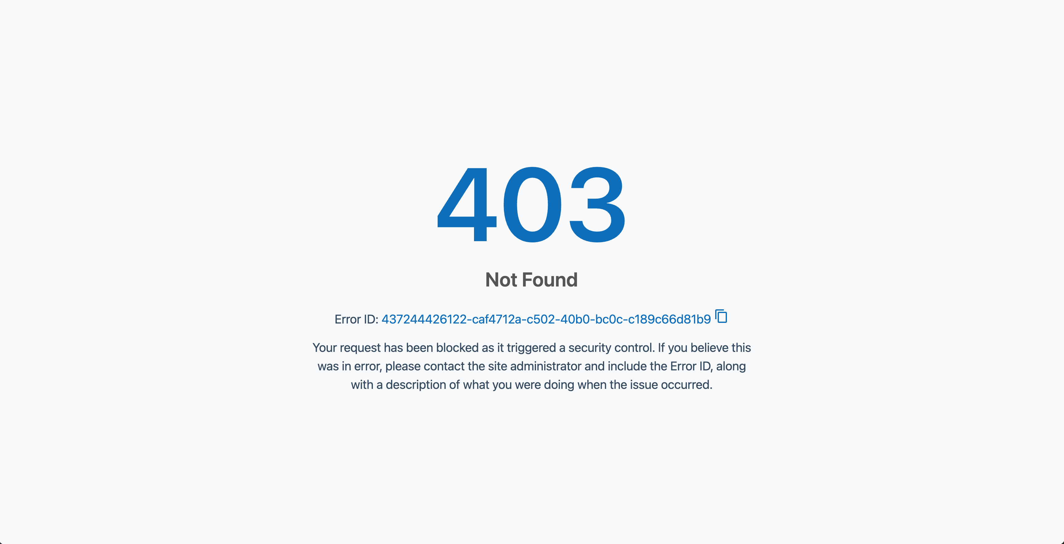 WAAP default block page seen by an end user