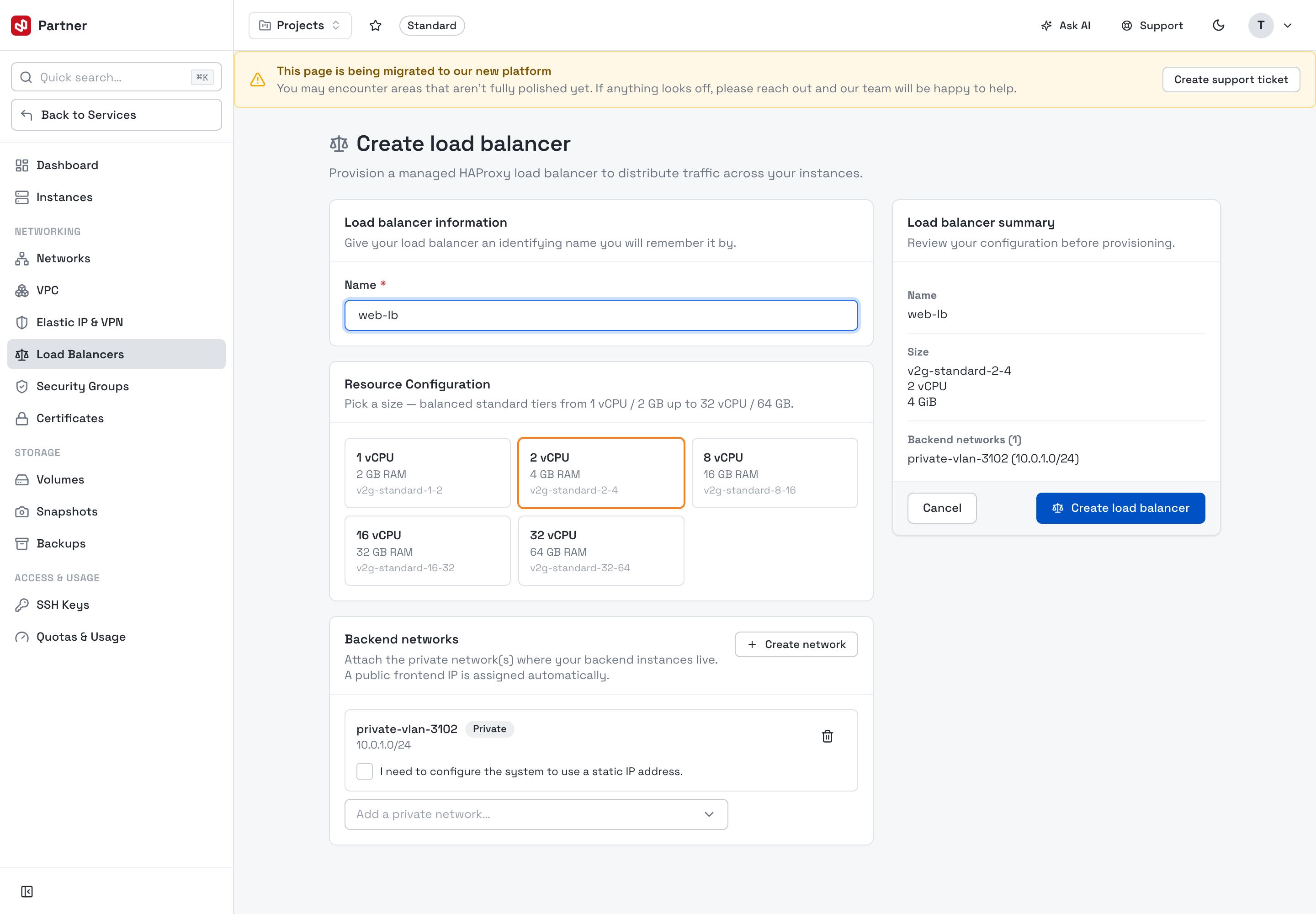 Create a load balancer