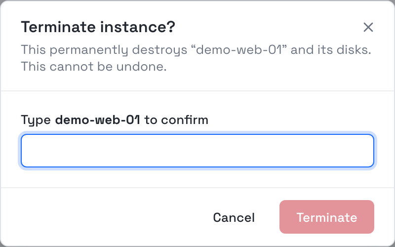 Terminate confirmation