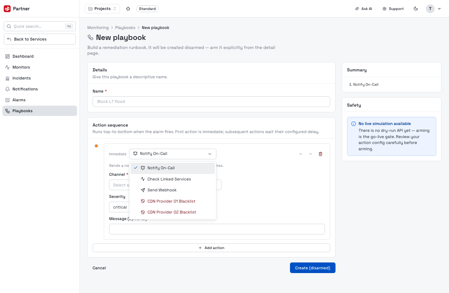 Action type picker
