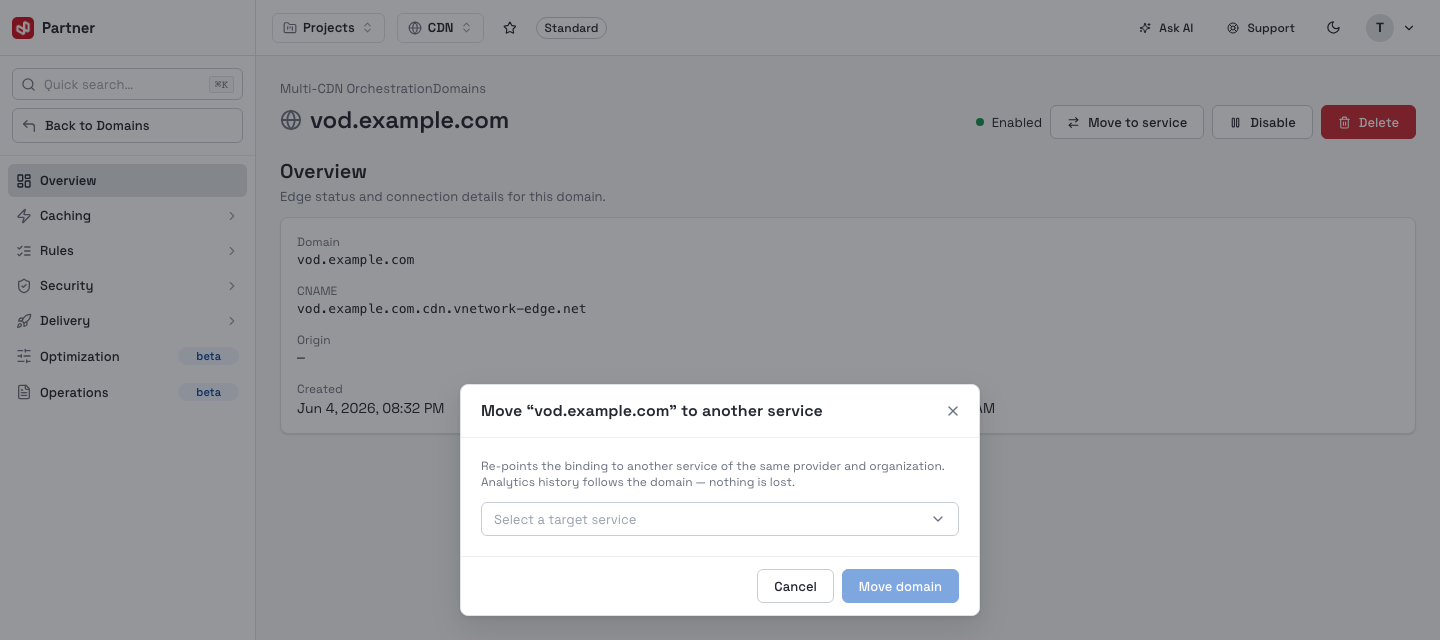 Move a domain to another service