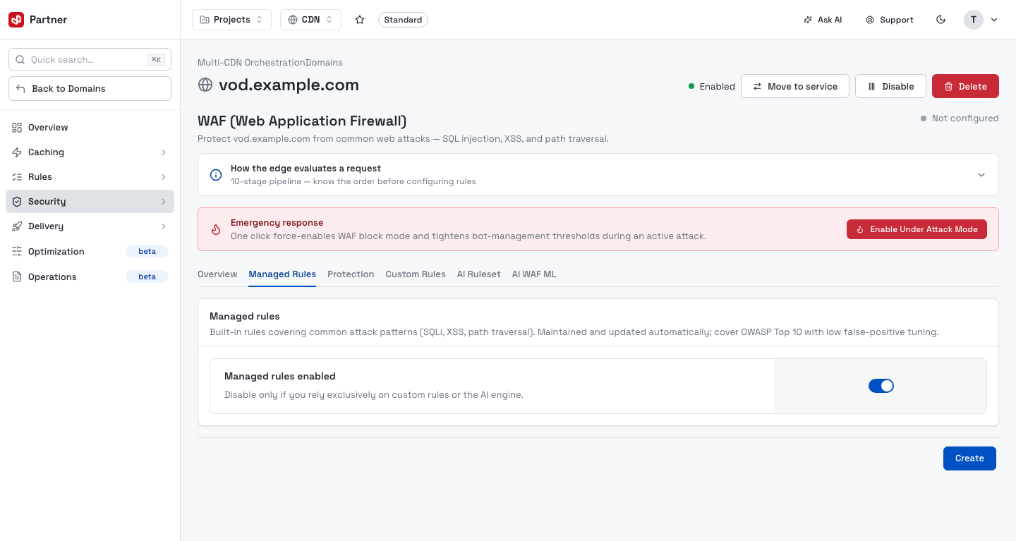 WAF managed rules