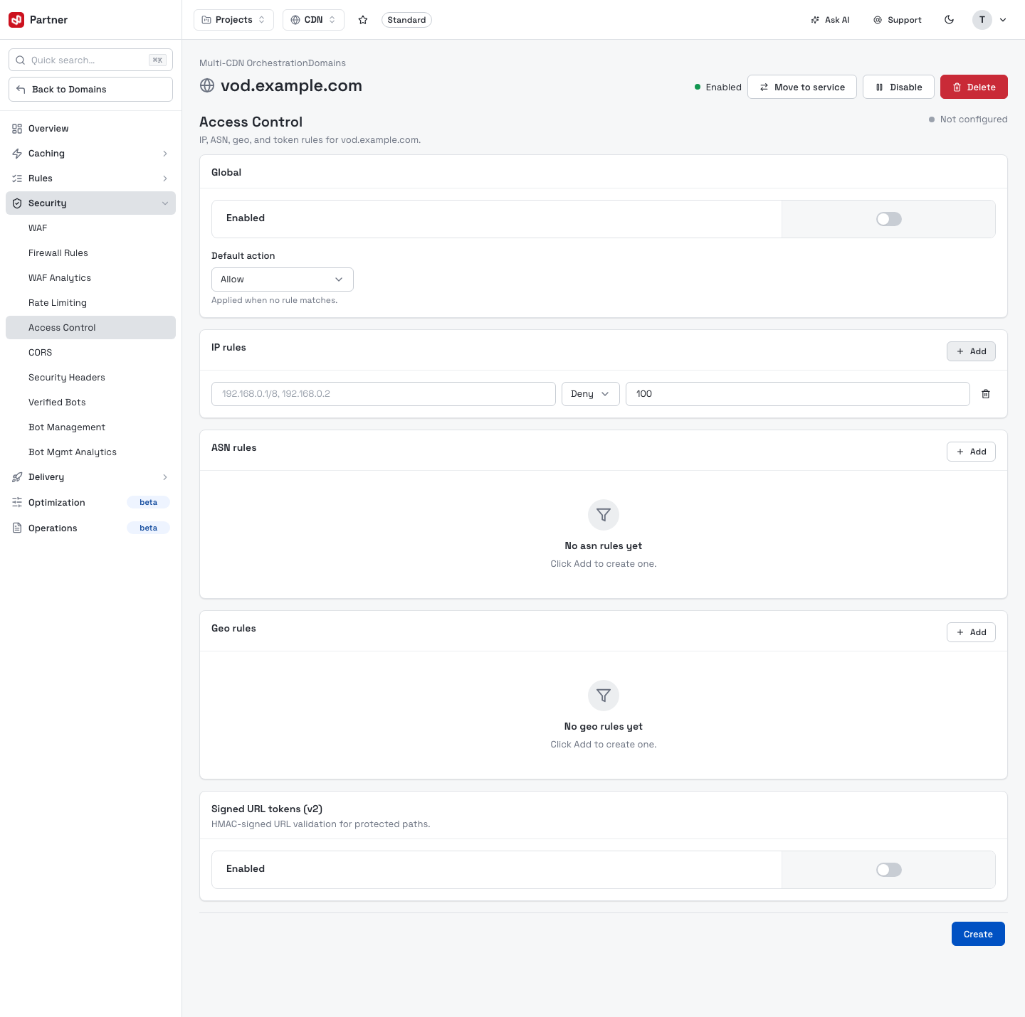 Access control — add an IP rule