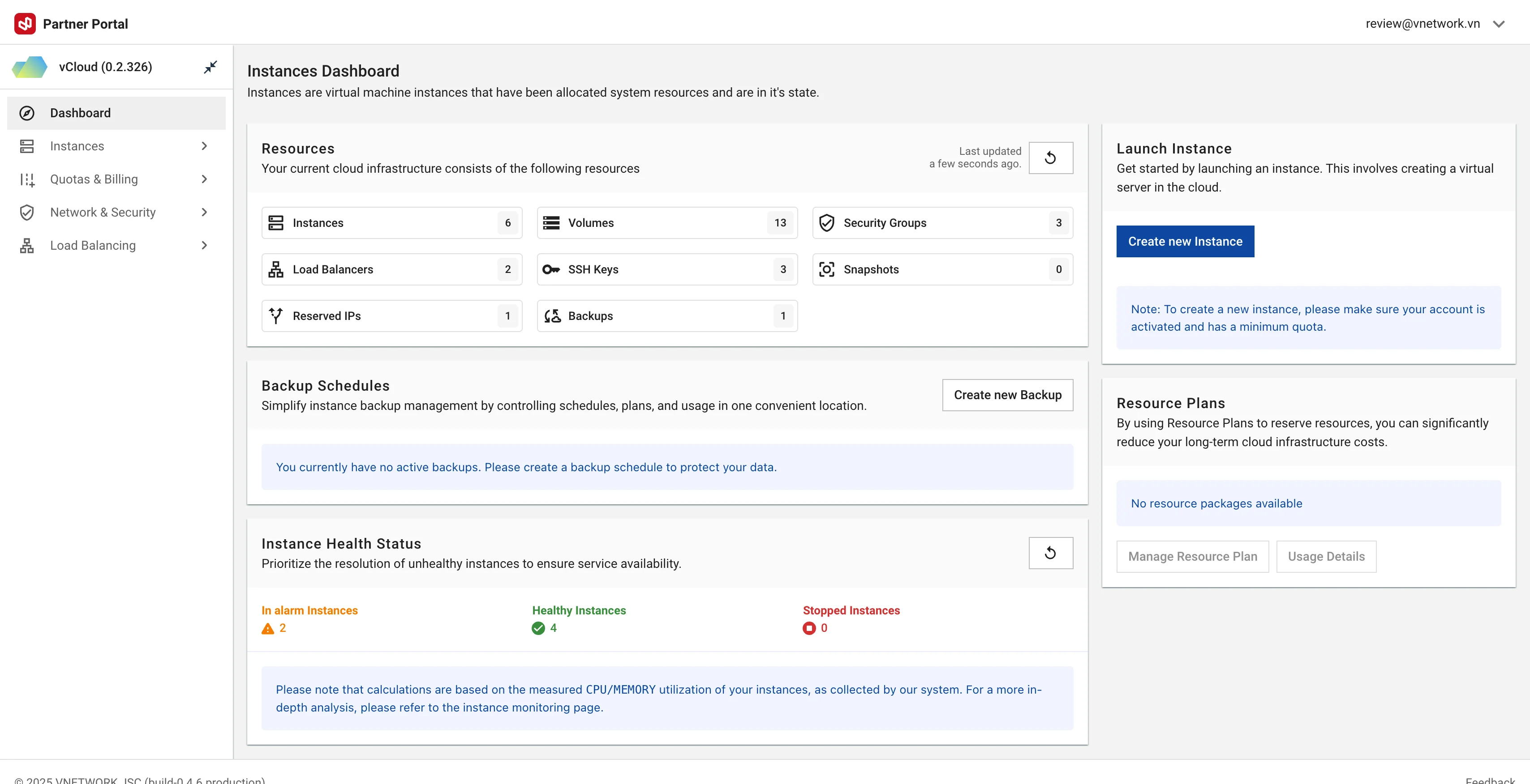 Instance Dashboard