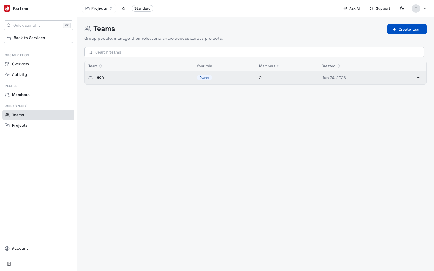 Organizations — Teams