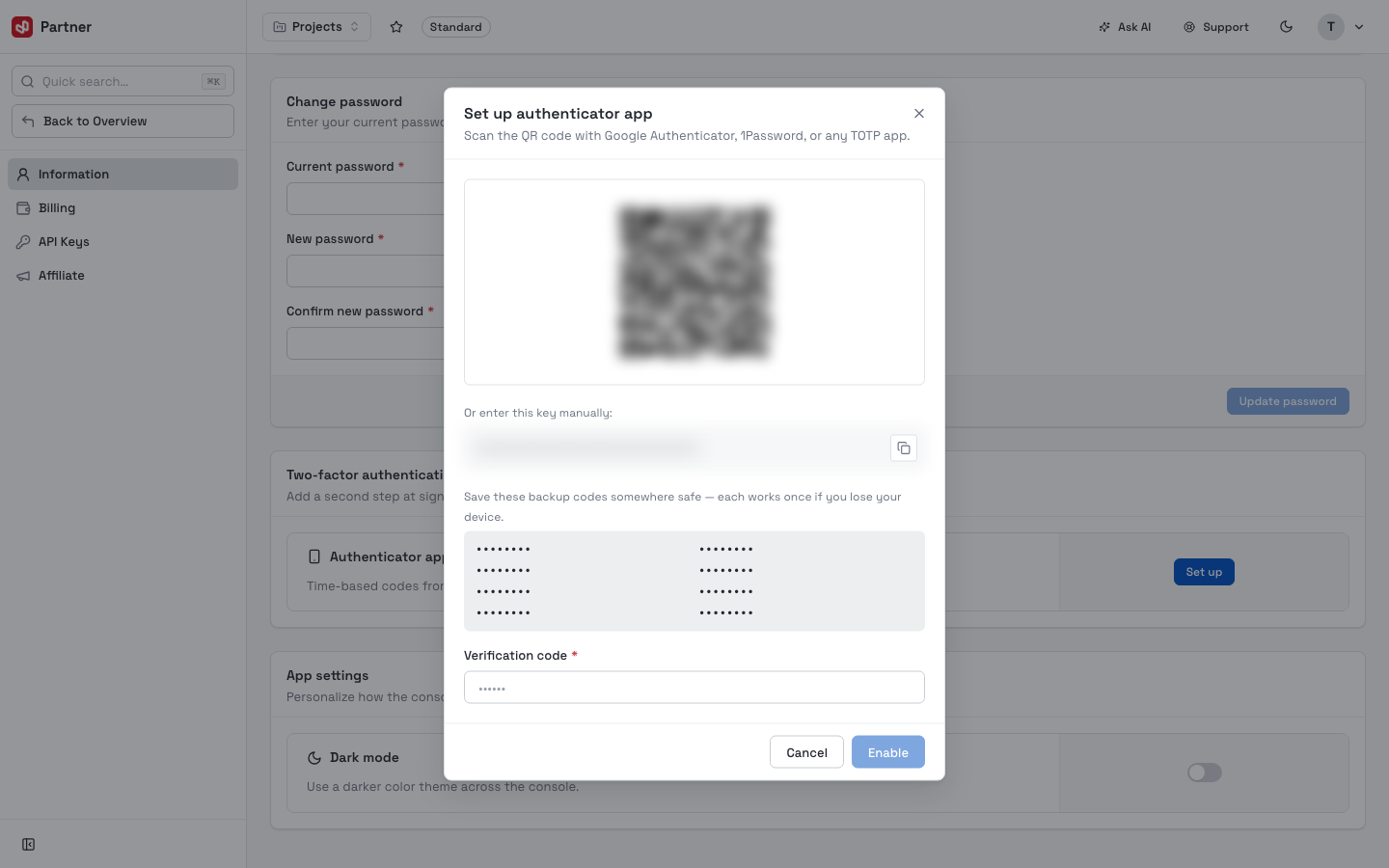 Set up authenticator app
